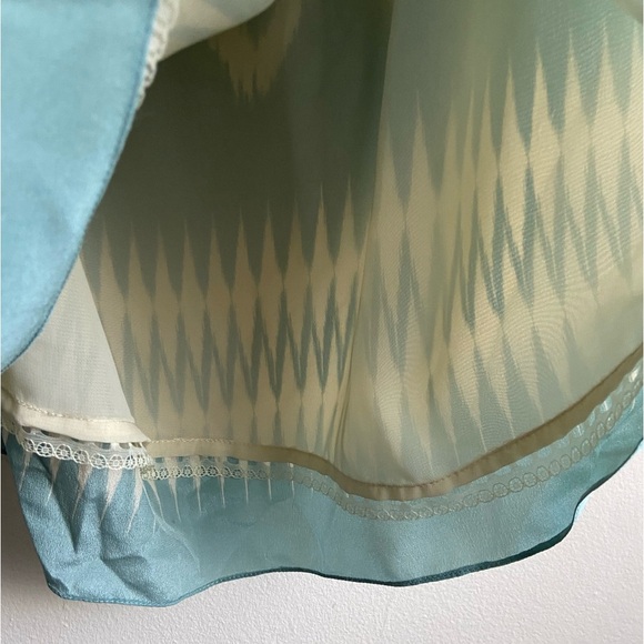 Anthropologie Silk Mini Dress 1960’s Twisted Straps blue beige - Picture 6 of 11